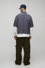 Tall Oversized Boxy Graffiti Applique Faux Layer Micro Check Shirt