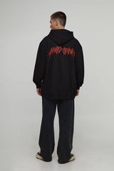 Black Oversized Avenged Sevenfold License Printed Hoodie