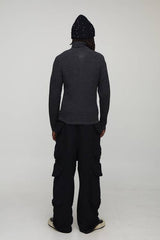 Muscle Fit Ribbed Knitted Zip Thru Jumper