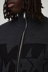 Muscle Fit Ribbed Knitted Zip Thru Jumper