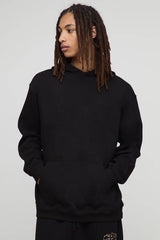 Black Oversized Warner Bros Logo License Printed Hoodie