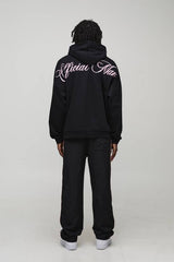 Black Oversized Embroidered Official Graphic Hoodie