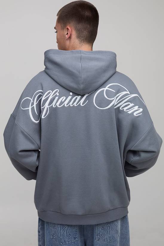 Charcoal Oversized Embroidered Official Graphic Hoodie