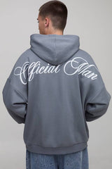 Charcoal Oversized Embroidered Official Graphic Hoodie