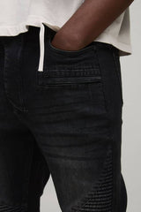 Skinny Stretch Fit Distressed Biker Jeans