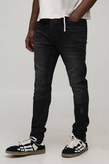 Skinny Stretch Fit Distressed Biker Jeans