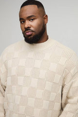 Plus Oversized Roll Neck Rib Mixed Cable Knitted Jumper