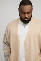 Plus Boxy Oversized Fluffy Floral Jacquard Knitted Cardigan