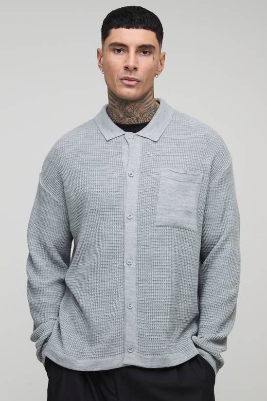 Tall Regular Rib Long Sleeve Knitted Shirt