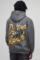 Charcoal Oversized Yellowstone Dutton Ranch License Printed Hoodie