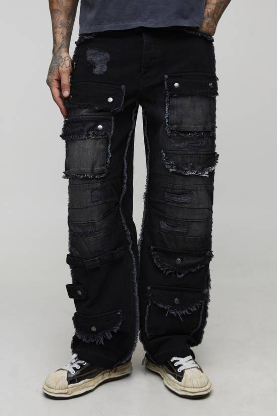 Tall Relaxed Distressed Washed Cargo Jeans