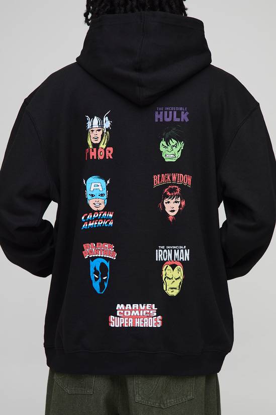 Black Oversized Marvel Comic Superheroes License Printed Hoodie