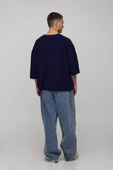 Oversized Boxy Half Sleeve Rib Hockey Sports Top