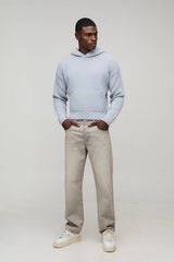 Boxy Fit Ribbed Knitted Hoodie
