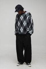 Tall Oversized Diamond Argyle Knitted Jumper