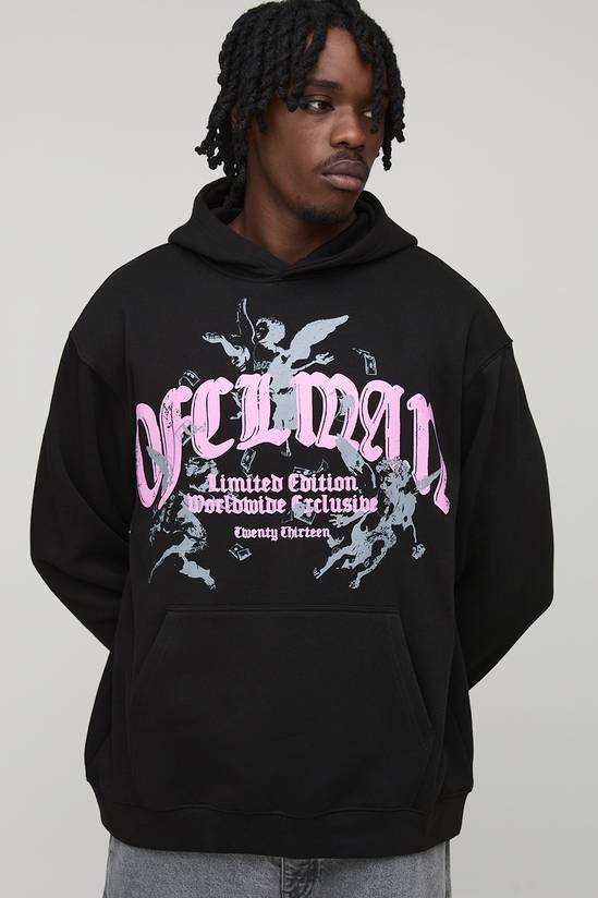 Tall Oversized Gothic Renaissance Print Hoodie