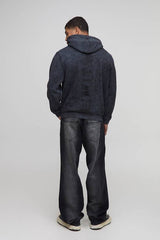 Washed Black Regular Fit Limited Edition Tonal Printed Hoodie