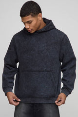 Washed Black Regular Fit Limited Edition Tonal Printed Hoodie