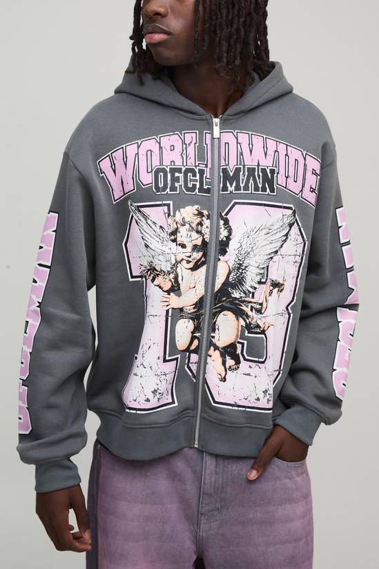 Oversized Boxy Worldwide Varsity Hoodie