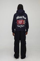Navy Relaxed Fit Match Box Graphic Printed Hoodie