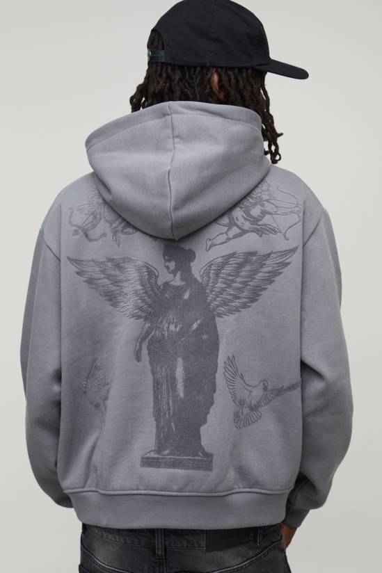 Smart Oversized Boxy Heavyweight Flocked Hoodie