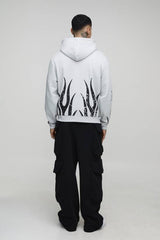 Tall Oversized Boxy Moto Racing Flame Zip Through Hoodie