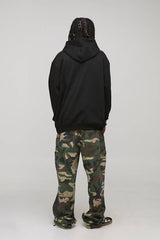 Black Oversized Rhinestone Mouth Foil Print Graphic Hoodie