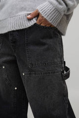 Super Baggy Washed Carpenter Hardware Detail Jeans