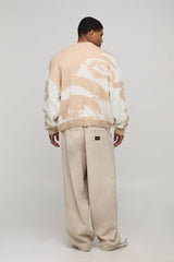 Oversized Boxy Brushed Eye Graphic Knitted Jumper
