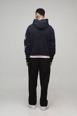 Tall Boxy Gothic Ofcl Man Star Printed Washed Hoodie