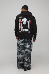 Black Oversized UFC Tom Aspinall License Printed Hoodie