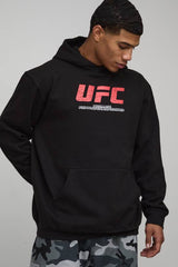 Black Oversized UFC Tom Aspinall License Printed Hoodie