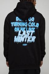 Black Oversized Turning Cold Slogan Printed Hoodie