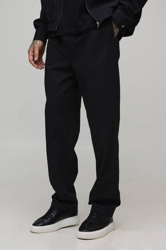 Tall Textured Woven Seersucker Jogger Waist Tapered Trousers