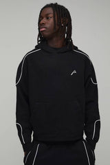 Oversized Boxy Piped Hoodie & Baggy Jogger Tracksuit