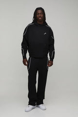 Oversized Boxy Piped Hoodie & Baggy Jogger Tracksuit