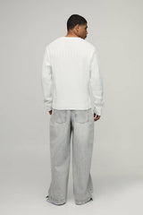 Regular Fit Ribbed V Neck Knitted Jumper