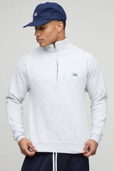 Grey Regular Fit Limited Edition 1/4 Zip Funnel Neck Printed Sweatshirt