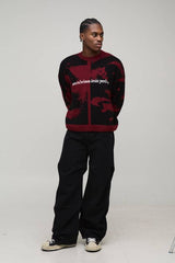 Oversized Boxy Gothic Graphic Brushed Knitted Jumper