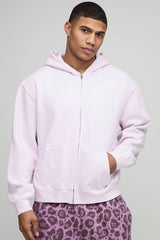 Oversized Boxy Washed Zip Through Hoodie