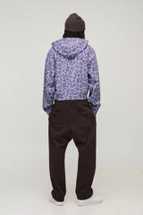Shrunken Fit Leopard Print Zip Through Hoodie