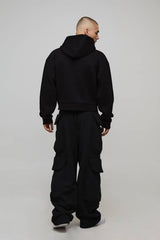 Oversized Shrunken Boxy Leopard Print Applique Hoodie