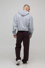 Oversized Shrunken Boxy Leopard Print Applique Hoodie