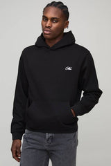 Black Relaxed Fit Floral Mono Print Hoodie