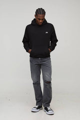 Black Relaxed Fit Floral Mono Print Hoodie