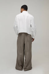 Wide Fit Belted Pleat Front Tailored Trousers