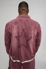 Plus Overdye Western Applique Denim Harrington Jacket