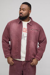 Plus Overdye Western Applique Denim Harrington Jacket