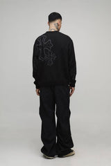 Tall Oversized Boxy Fluffy Cross Jacquard Knitted Jumper