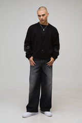 Relaxed Boxy Brushed Gothic Cross Knitted Cardigan